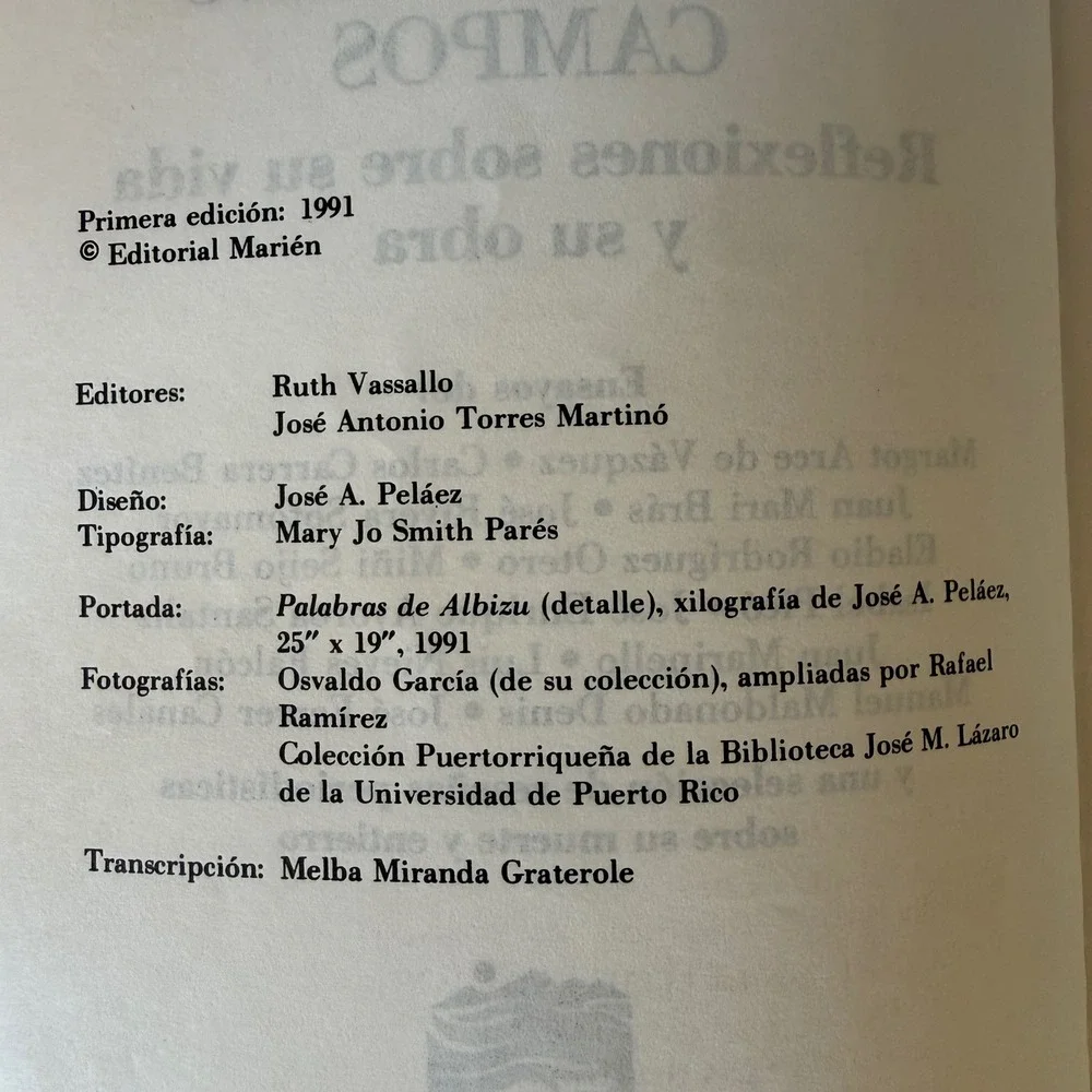 Vintage 1991 Pedro Albizu Campos Reflexiones Vida Obra Puerto Rico Book Libro